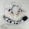 Traje de cauda de bezerro para Halloween, adereço de cabeça de animal, tiara de pelo de animal para crianças, faixa de cabeça de vestido de vaca, adereços para fotos
