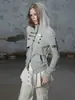 Cardigan Rivet Estilo Palácio Retrô Moletom com Capuz Estilo de Rua para Casal Jaqueta Curta Napoleon Slim Fit Casaco da Moda