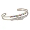 Distrito de Lu Moda Europeia e Americana Luxo Leve Zircônia Leopardo Geométrico Abertura Pulseira Feminina INS Nicho Alta Qualidade Hip Hop Pulseira