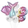 Nuevo globo de aluminio con cola de sirena transfronteriza de 32 pulgadas, globo digital degradado, accesorios de decoración para escenas de cumpleaños
