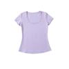 Camiseta Sexy de Verano 2025 para Mujer, Escote en U, Manga Corta, Ajustada, Ceñida a la Cintura, Base Sexy de Tiro Alto