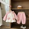 Ropa de Bebé, Pijamas, Traje de Terciopelo Coral para Niña de Otoño e Invierno, Ropa de Casa Gruesa de Franela para Bebé de Invierno