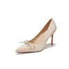 9169E-234 Nuevo Vestido Rojo de Noche Escotado con Lazo de Pedrería Zapatos de Boda