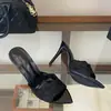 2026 Nuevos Zapatos de Boda Sandalias con Tacón de Aguja Sexy, Puntiagudos, Bordados de Encaje, Estilo Europeo y Americano, Talla Grande 9cm