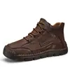 Botas Martin cálidas de invierno para hombre, costura hecha a mano, zapatos de caña alta, estilo británico, botas de cuero para hombre, casual, para exteriores, talla grande, zapatos para hombre