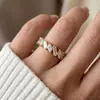 Novo anel retangular de zircônia em formato marquise europeu e americano para mulheres, anel semi-eterno para aniversário e casamento