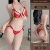 Yiyue lingerie sexy sexy cinta renda tentação sutiã de três pontos terno quente transparente pijamas para mulheres 8601