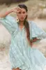 Moda Transfronteriza para Mujer Cuerda de Corbata Floral Manga Corta Holgada Casual Vestido de Ram Falda de Vacaciones en la Playa