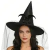 Sombrero de Mago de Halloween Niños Adultos Vestido de Graduación Disfraz Sombrero de Bruja de Malla Rosa Sombrero de Bruja Suministros para Fiesta
