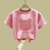 Atacado de Roupas Infantis Camisetas Populares de Algodão Puro de Manga Curta Verão Médio e Grande Roupas Infantis Meninas Desenho Animado Tops de Manga Curta Modernos