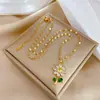 [Aço titânio] flor de zircônio completo luxo leve elegante corrente de zircônio para clavícula pequena ins celebridade da internet retrô colar de aço titânio para mulheres
