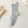 Calcetines Estilo Coreano, Mismo Estilo que en Xiaohongshu, Parche de Corazón a la Moda, Calcetines Apilables, Calcetines de Media Caña Rayados de Moda, Calcetines de Mujer Estilo Fresco