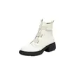 Versão em couro bovino~Botas de tornozelo com plataforma tamanho pequeno femininas retrô Velcro Chelsea botas justas faixa elástica Botas Martin