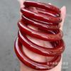 Pulsera de Ágata Roja Tipo Hielo de Alta Calidad, Pulsera de Ágata Roja Color Caqui, Pulsera Ancha Tipo Aro de Ágata Roja Completa, Pulsera de Jada para Mujer con Barra Redonda