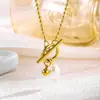 Collar de Joyería con Perlas Blancas y Perlas Doradas Pequeñas para Mujer, Color Dorado, Acero de Titanio 18K, Lujo Ligero, No se Desvanece, Cadena Elegante para Clavícula, Simple y Versátil