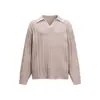 Suéter Masculino Gola Polo Outono/Inverno Malha Grossa Casual Textura Jacquard Manga Longa Gola V Camisa Polo de Tricô