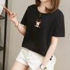 2900# camiseta de manga corta femenina holgada estudiante versión coreana (95 algodón 5 spandex) (código XXL agregado)