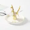 Placa de anel de cerâmica nórdica Coelho dourado Joias Placa Animal Home Storage Plate Desktop Cactus Creative Ornaments