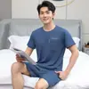 Pijama Masculino de Verão, Shorts de Manga Curta de Verão, Roupa para Casa, Conjuntos Finos Casuais Esportivos Frescos e Largos Atacado