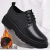 Sapatos de couro masculinos primavera plataforma britânica casual sapatos derby homens roupa formal casamento preto low- top botas martin 22717