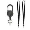 Fabricante Mosquetón Negro de Alta Resistencia Anti-Pérdida Hebilla Retráctil de Fácil Extracción Anillo de Metal para Llaves Lanyard Stock Disponible
