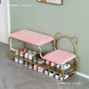 Banqueta para cambiar zapatos de entrada estilo nórdico con zapatero integrado, moderna y sencilla con cojín suave para la entrada del hogar, banqueta para cambiar zapatos de niños
