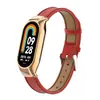 Adecuado para Correa Xiaomi Mi Band 9 8, Pulsera de Cuero con Patrón de Lichi, Caja de Metal Moderna y Versátil, Correa Xiaomi Mi Band 7