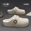 Zapatos de Algodón para el Hogar Impermeables de Color Sólido EVA para Mujer 2026 Otoño Invierno Nuevos Pantuflas de Algodón Cálidas con Cubierta para los Dedos para Mujer