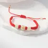 Pulseira Trançada Pedra Luminosa Doze Signos do Zodíaco Fio Vermelho Fio Preto Contas Luminosas Pulseira de Casal Estudante Feminina Atacado