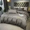 Directo de Fábrica Juego de Cuatro Piezas de Color Sólido Algodón Lavado Estilo Sábana Ajustable Juego para Dormitorio de Estudiante Funda de Edredón Individual/Doble Ropa de Cama