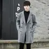 2026 Inverno Novo Estilo Britânico Casaco de Lã Masculino Trench Coat de Comprimento Médio Tendência Estilo Coreano Masculino de Lã Tamanho Grande Outerwear