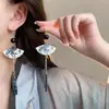 Pendientes de bambú con tinta pendientes de borla diseño original nicho sensación fría estilo retro pendientes de abanico chino nuevo