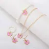 Conjunto de joias de pérola e borboleta de moda transfronteiriça pulseira de pérola borboleta a óleo brincos colar joias para meninas atacado