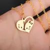 Colar com Pingente de Gatinho para Casal em Aço Inoxidável, Venda Quente Transfronteiriça, Corrente para Clavícula Versátil de Nicho para Casal e Melhor Amigo