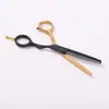 Traje de peluquería al por mayor de 5.5 pulgadas negro y dorado Tijeras de barbero tijeras entresacadoras herramientas de peluquería para niños familia