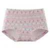 Calcinha Boxer Feminina de Algodão Puro, Cintura Média, Ajustada ao Corpo, Estilo Fair Isle de Primavera, Tamanho Grande com Entrepernas Estendido