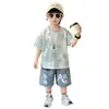 Conjunto de Verano de Manga Corta para Niños 2026 Nuevo Estilo Coreano Conjunto Elegante de Dos Piezas de Moda para Niños Pequeños