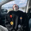 Moletom pesado bordado estilo high street americano para homens, top da moda de outono com modelagem solta e manga longa, camiseta preta de base tamanho grande para homens