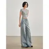 Jeans de pierna ancha de alta resistencia estilo retro americano para mujer, nuevo estilo primavera 2026, corte holgado, adelgazantes, de nicho, con caída, pantalones hasta el suelo