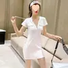 Vestido Sexy Casual Petite Primavera y Verano Nuevo Club Nocturno con Capucha y Cremallera Falda Ajustada al Cadera para Mujer
