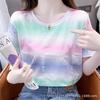 Camiseta branca de manga curta feminina, nova moda verão 2025, roupas soltas, emagrecedoras, tamanho grande, camiseta para meninas gordinhas, top colorido