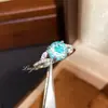 Produto de sucesso em live streaming no TikTok: Anel de fogo com corte de fogos de artifício de topázio e água-marinha para mulheres, design de alta qualidade com incrustação de diamante de alto carbono com corte marquise
