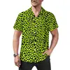 Camisa Masculina Transfronteiriça Havaiana Sexy Estampa de Leopardo Vermelho Roupas Masculinas Casual Retro Verão Praia Estilo de Rua
