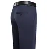 Novedades de primavera y verano: pantalones casuales para hombres de mediana edad, de cintura alta, tiro profundo, elásticos, talla grande, pantalones de vestir para hombres más corpulentos