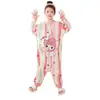 Pijama de una pieza para niña para primavera y otoño, de manga larga, saco de dormir anti-patadas y anti-frío, ropa de casa linda de dibujos animados para niñas pequeñas