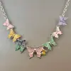 Collar de Mariposa Dopamina Colorido para Mujer Estilo Ins Cadena de Clavícula de Moda Diseño de Nicho Accesorios de Alta Gama Venta al por Mayor