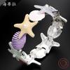 Pulsera Elástica de Estrella de Mar de Esmalte Popular Transfronteriza Creativa Concha de Estrella de Mar Moda para Mujer Versátil Pulsera de Aleación