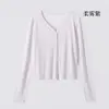 Cárdiganes Finos de Manga Larga con Cuello en V Seleccionados Cuidadosamente para Verano, Chaquetas con Protección Solar para Mujer, Camisas con Protección Solar de Lyocell Tencel para Mujer
