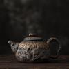 Té de estilo japonés con esmalte de hierro dorado, zen marchito, es la olla antigua de cocción temprana, hecha a mano, cerámica tosca, tetera de tamaño pequeño, olla individual, tetera