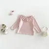 Colección Otoñal Nueva de Dianxi: Top Básico con Cuello Fruncido para Bebés y Niños Pequeños, Suéter de Punto Dulce y Casual Estilo Coreano para Niñas